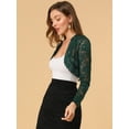 thumbnail image 4 of DARING DIVA Women's Lace Bolero Shrugs Sheer Crop Cardigan S Green, 4 of 6