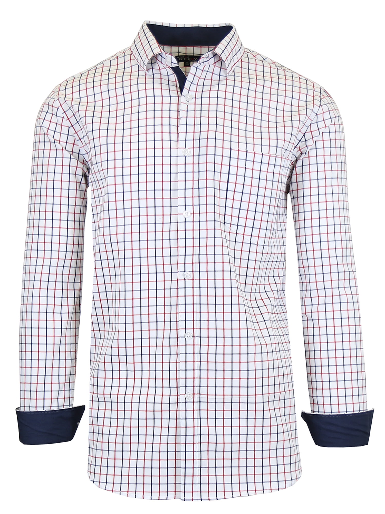 Men's Long Sleeve Slim-Fit Cotton Casual Dress Shirts With Chest Pocket ...