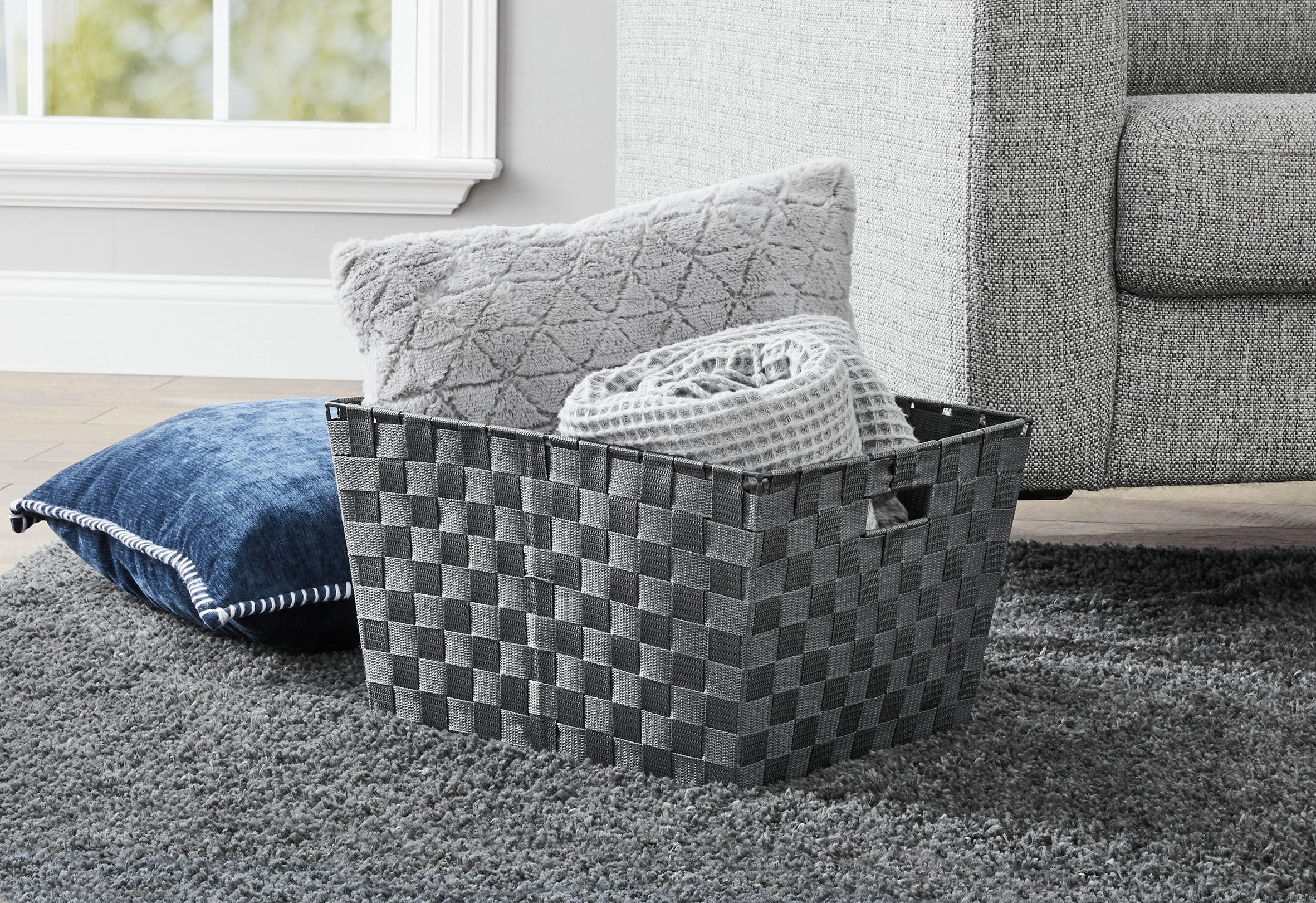Mainstays Large Woven Nylon Storage Bin, Gray
