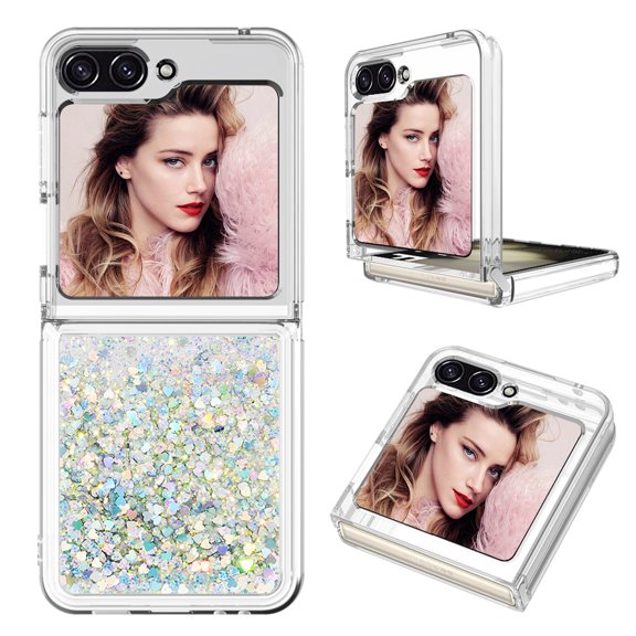 CCSmall Glitter Sparkly Bling Clear Case for Samsung Galaxy Z Flip 6 , Flowing Liquid Quicksand Cover Soft TPU Phone Case for Samsung Galaxy Z Flip6 LSZ Silver
