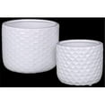 thumbnail image 1 of Collection Tendances Urbaines Vase Rond en Céramique 25047 avec Corps en Diamant Gravé, Blanc - Lot de 2, 1 of 2