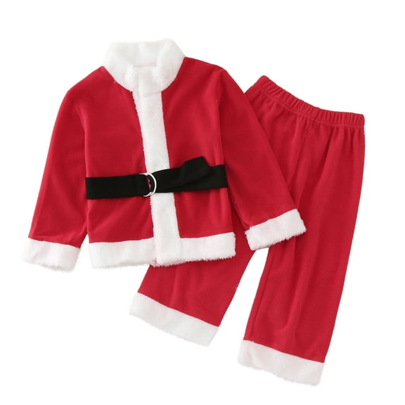 Generic Men's Fashion Toddler Boys Girls Christmas Long Sleeve Prints Coat Tops Pants Kids Outfits for 2024 New Vintage Holiday Party Clothing(12-18 Months,Red)