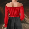 thumbnail image 3 of BLVB Renaissance Shirt for Women Long Ruffle Sleeve off the Shoulder Peplum Blouse Cropped Party Tops, 3 of 6