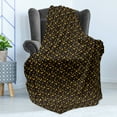 thumbnail image 4 of Honeycomb Soft Flannel Fleece Throw Blanket, Floral Pattern with Bees Honey Flowers Hive Khokhloma Motifs, Cozy Plush for Indoor and Outdoor Use, 50" x 70", Charcoal Grey Yellow, by Ambesonne, 4 of 5
