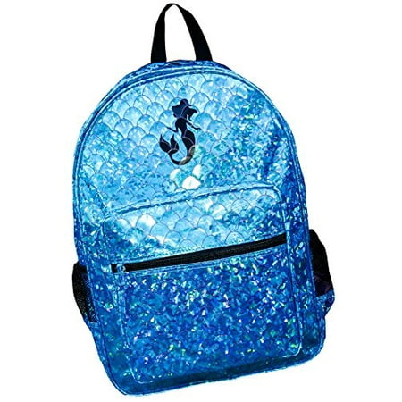 Girls School Backpack Mermaid Scales Book Bag Trip Turquoise Shiny