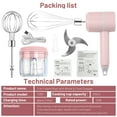 thumbnail image 4 of Xylobyte 2-in-1 Electric Hand Mixer, Electric Whisk, Mini Onion Chopper 10Oz, Small Cordless Hand Blender, 3 Speed Rechargeable Food Processor for Baby Food Maker, Pink, 4 of 13
