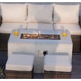 thumbnail image 5 of 7 Pcs PE Rattan Large Outdoor Patio Furniture Set with Fire Pit Table Modern Brown Conversation Sofa Set, 5 of 9