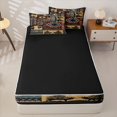 thumbnail image 4 of Erosebridal Cabin Southwest Wildlife Patchwork Zipper Full Size Comforter Sets with Fitted Sheet and 2 Pillowcases,Aztec Geometric Square Zipper Bedding Set,Teal Rust Red Brown,Black Reversible, 4 of 6