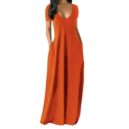 

Nightgowns for Womens Nightwear Loose Long Dress Short Sleeve Casual Maxi Dress Sleepwear Lounge Dress Orange 3XL