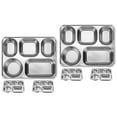 thumbnail image 3 of 6 Pcs  Stainless Steel Tray Cafeteria Divided Tray Cafeteria Plate Lunch Holder Divided Cafeteria Tray, 3 of 6