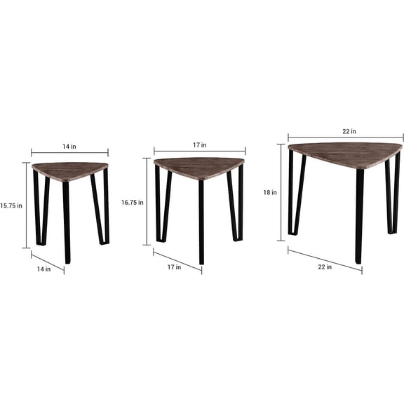 LAVISH HOME Nesting Set of 3, Modern Woodgrain Look for Living Room Coffee Tables or Nightstands-Contemporary Accent Decor Furniture