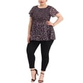 thumbnail image 2 of MODA NOVA Juniors' Plus Size Flare Sleeve Smock Waist Round Neck Ditsy Floral Peplum Tops, 2 of 5