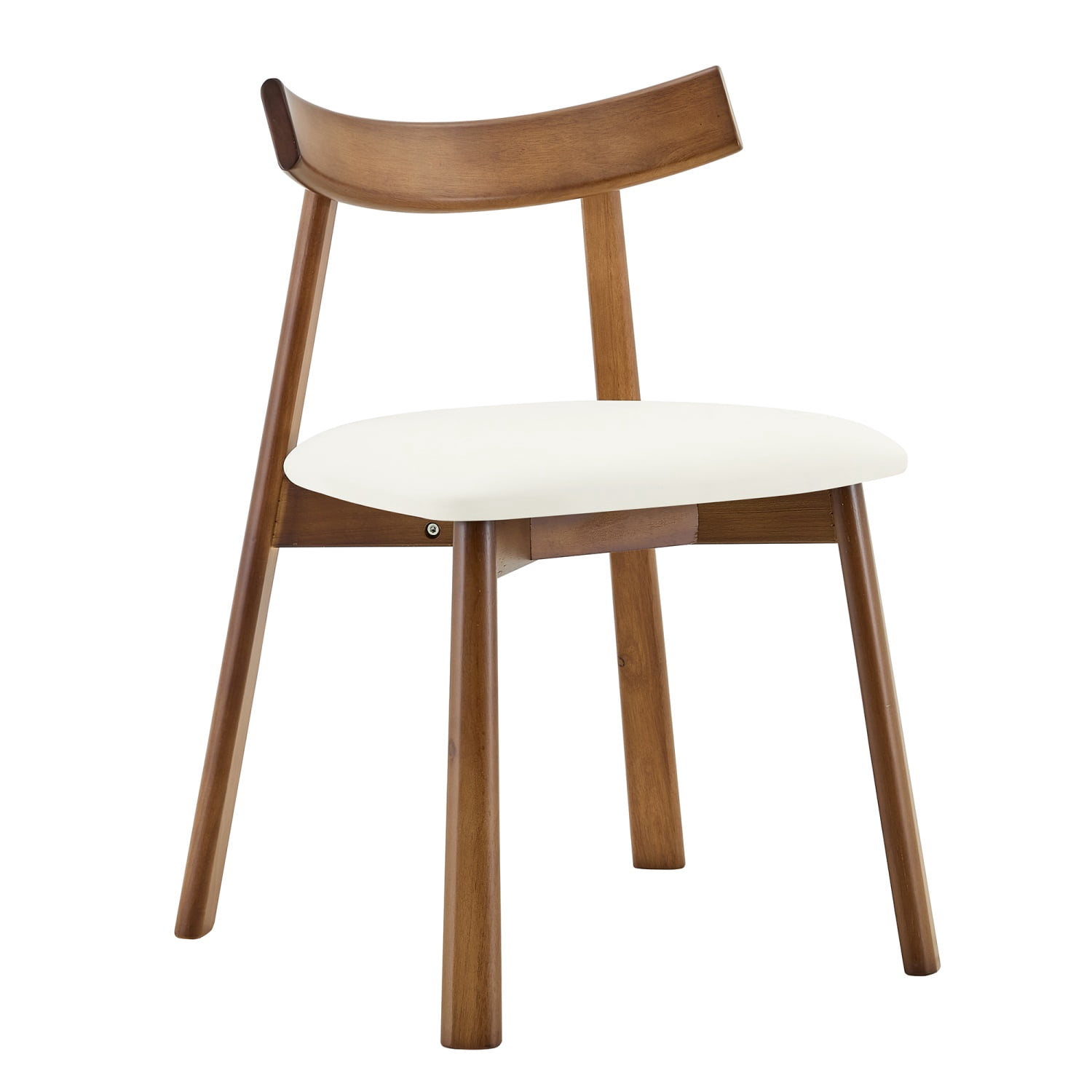 Hommoo 2-Pack Solid Wood Dining Chairs with PU Cushions, Ergonomic Curved Backrest, X-Frame Stability, Modern Farmhouse & Scandinavian Style, Beige & Walnut