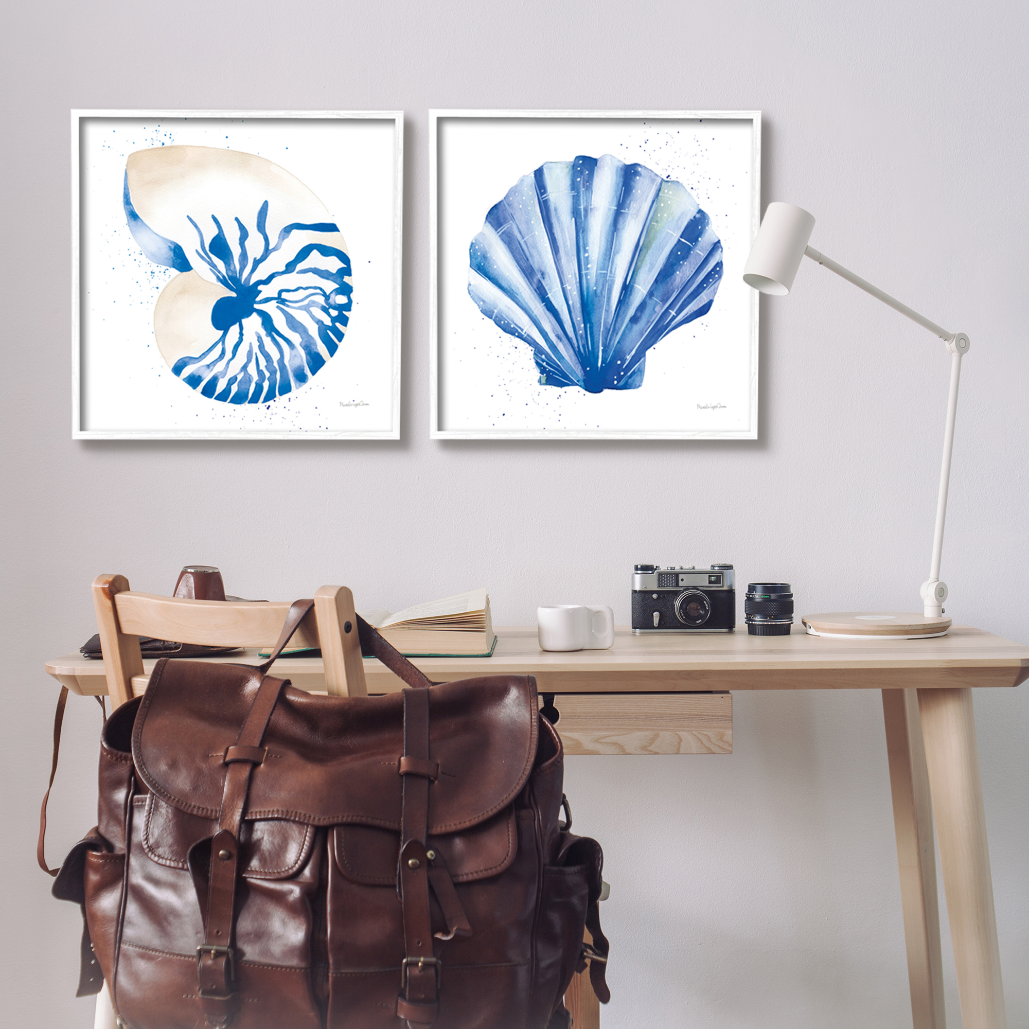 Stupell Industries Serene Blue Seashell Clam Simple Design , 24 x 24, Design by Mercedes Lopez Charro