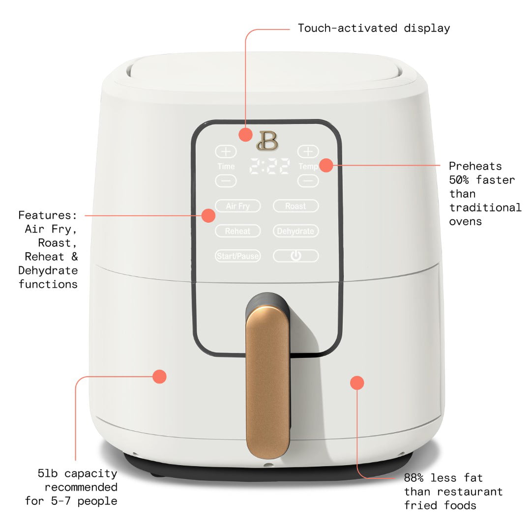 Beautiful 6 Quart Touchscreen Air Fryer, White Icing by Drew