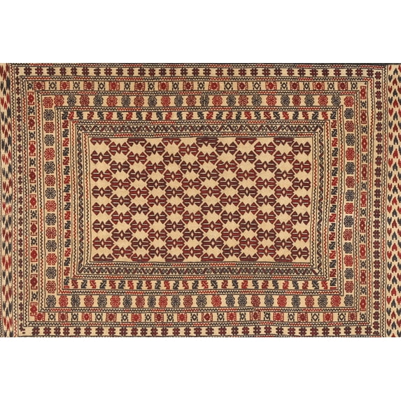 Ahgly Company Indoor Rectangle Traditional Saffron Red Southwestern Area Rugs, 4' x 6'