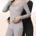 thumbnail image 4 of Thermal Underwear for Women Crew Neckautumn and Winter Warm Skin Care Underwear Female Thin Long Sleeved Non Marking Round Neck Bottoming Fall Pants Set Women's Thermal Underwear Sets Beige2 Xl, 4 of 8