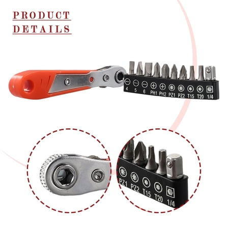 11Pcs Ratcheting Right Spanner Magnetic with Screwdriver Bits Wrench Set