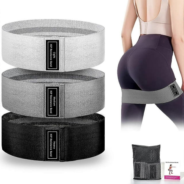Resistance Band Set, 3 Pack Fabric Fitness Bands, Non-Slip Fitness Bands, Sports Stretch Bands - Premium Fabric Fitness Bands for Fitness, Pilates, St