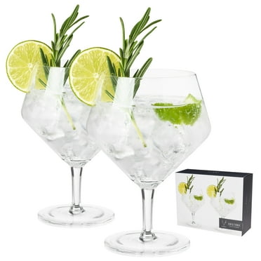 Viski Raye Angled Stemmed Gin & Tonic Glasses Gift Set - Cocktail Gin Glasses