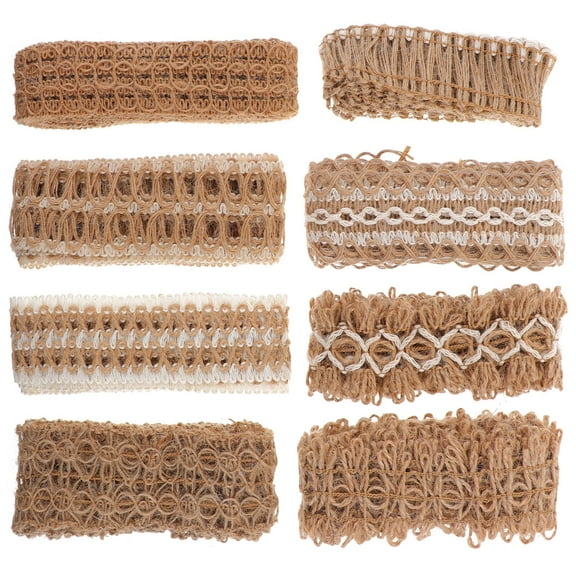 OUNONA 8 Rolls Fabric Ribbon Rope Woven Burlap