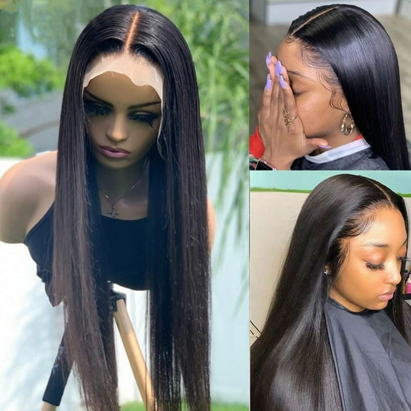 Lace Front Human Hair Wig Straight Transparent 13x4 Lace Frontal Wigs for Women, Brazilian Virgin Straight Wig Pre Plucked with Baby Hair 150% Density Natural Color
