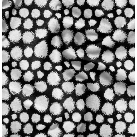 Soimoi Dot Print, Silk Fabric, Decor Sewing Fabric by The Yard 42 Inch Wide,Decorative Fabric for Shirts Suits Ties, Black & White