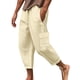 thumbnail image 1 of Pantalones largos para hombre, holgados, con cordón ajustable, cintura elástica, multibolsillos, informales, tipo cargo, 1 of 5