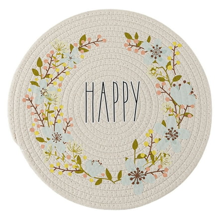 

Hloma Thicken Place Mat Non-slip Cotton Thread Stain Resistant Fresh Pattern Cup Pad Office Use