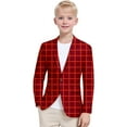 thumbnail image 2 of Jackets for Girls Boys Long Sleeve Plaid Printed Lapel formal Suit Button Fashion Coat Business Suit for Kids Casual Versatile, 2 of 4