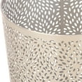 thumbnail image 5 of CosmoLiving by Cosmopolitan 9" x 10" Silver Metal Floral Small Waste Bin with Laser Carved Design, 1-Piece, 5 of 7
