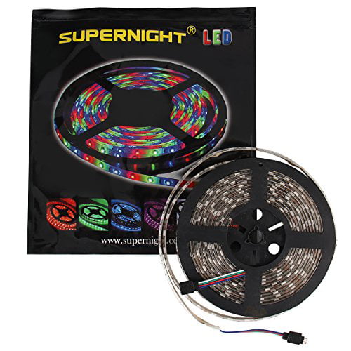 SUPERNIGHT® 5M 300Leds 5050 RGB LED Strip Black PCB Non-Waterproof+24Keys+Power 