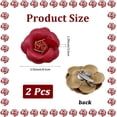 thumbnail image 2 of 2 broches de flores de cuero sintético, alfileres para zapatos, adornos para sandalias de cuero rojo, elegantes clips para zapatos, horquillas de camelia, abalorios para bolsos., 2 of 9