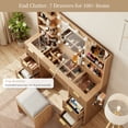 thumbnail image 3 of Kromapolis 47" Fluted Vanity Desk with Adjustable LED Lights & Charging Station, 7 Drawers Makeup Table with Tempered Glass Top, 8 Open Shelves, Hair Dryer Holder for Bedroom, Natural Oak, 3 of 8