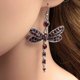 thumbnail image 4 of Women Girl Dragonfly Crystal Colorful Earrings Insect Shape Earrings For Retro Ethnic------Product code 60523, 4 of 4