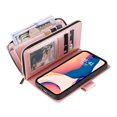 thumbnail image 6 of iPhone 14 Pro Max Case Wallet, iPhone 14 Pro Max Case  Women Men, Durable PU Leather Magnetic Flip Lanyard Strap Wristlet Zipper Card Holder Phone Case  iPhone 14 Pro Max, Rosegold, 6 of 13