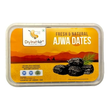 100% Natural Ajwa Dates By Dry Fruit Hub 250gm, | High In Fibre & Vitamin Healthy Nutrients Dry Fruits Khajur Perfect For Milkshake | 8.8 Ounce | Box Pack
