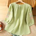 thumbnail image 4 of RMGVDSD Womens Oversized T Shirts Vintage Embroidered Women's T Shirt Casual Round Neck Short Sleeve Breathable Blouse Spring Summer Tops Blouses, 4 of 5
