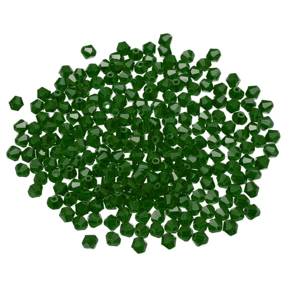 Uxcell 250pcs 6mm Bicone Glass Crystal Beads, Faceted Beads Green