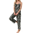 thumbnail image 2 of INSPIRE CHIC Womens Satin Loungewear Set 2 Pcs Leopard Print Cami Spaghetti Sleeveless Silky Pajama Sets with Long Pants S Jet Black, 2 of 6