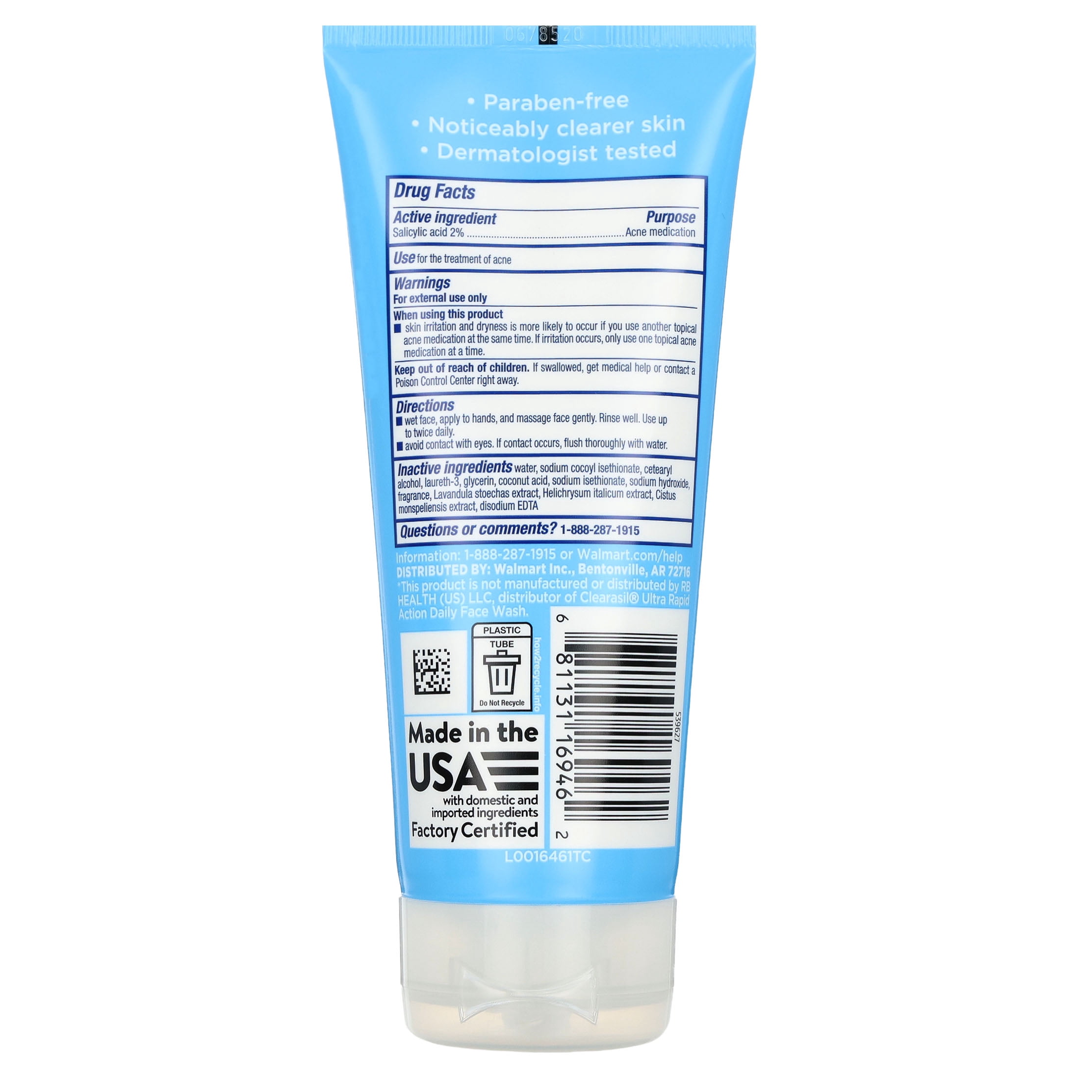 (3 pack) Equate Quick Action Daily Face Wash 2% Salicylic Acid Acne Treatment, 6.78 fl oz