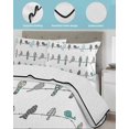 thumbnail image 4 of Quilts Twin Size, Teal Grey Plaid Polka Dots Birds Soft Comforter Bedding Set for Bed, Turquoise Spring Floral Lightweight Quilted Bedspread with Pillow Cover(2 Pieces) for All Season, 68x86 Inch, 4 of 6