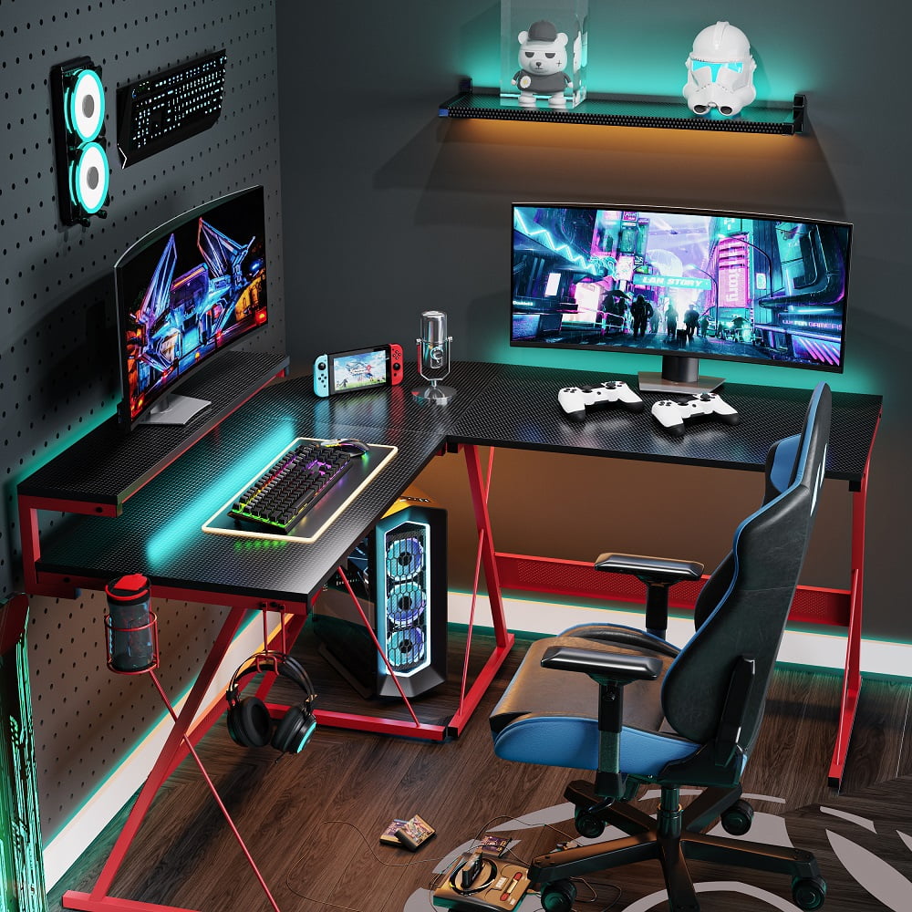 Buy Bestier 55 inch LShaped Gaming Computer Desk with Monitor Stand