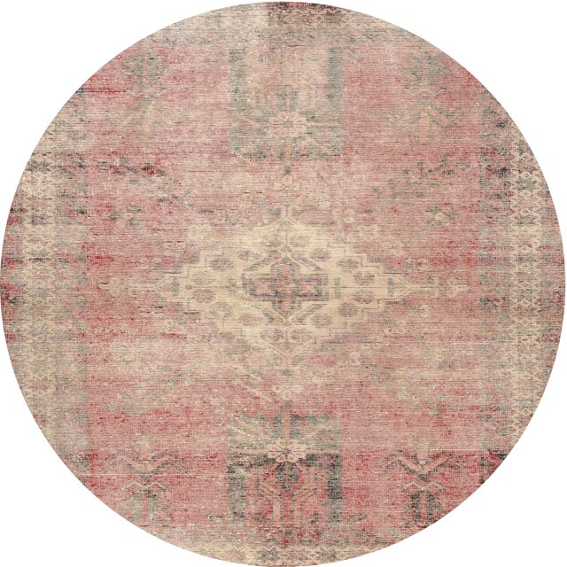 Ahgly Company Tapis d'Intérieur Ronds Traditionnels Orange Saumon Rose, 4' Ronds