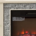 thumbnail image 6 of PAPROOS 70" Fireplace TV Stand for TVs up to 75", Farmhouse Entertainment Center with 23" Electric Fireplace, Faux Stone Media Console with Glass Doors and Adjustable Shelves, White, 6 of 9