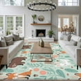 thumbnail image 3 of Cartoon Animals Large Area Rugs 6x9 ft Cute Foxes Rabbits Bears Flower Leaf Washable Rug Non Slip Indoor Carpet Absorbent Floor Mat for Living Room Bedroom Dining Room, 3 of 9