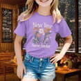 thumbnail image 2 of LUOGENLI T-Shirt pour Filles, Chemises pour Adolescentes, Enfants, Filles, Manches Courtes, Imprimés, Hauts pour Filles, Chemises Tendance Été, Violet 2-3 Ans, 2 of 4