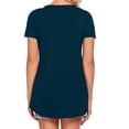thumbnail image 2 of QLEICOM Women 2023 Summer Tops T-shirt Casual Loose Solid Color Crewneck Short Sleeve Button T-Shirt Tops Navy M, US Size 6, 2 of 5