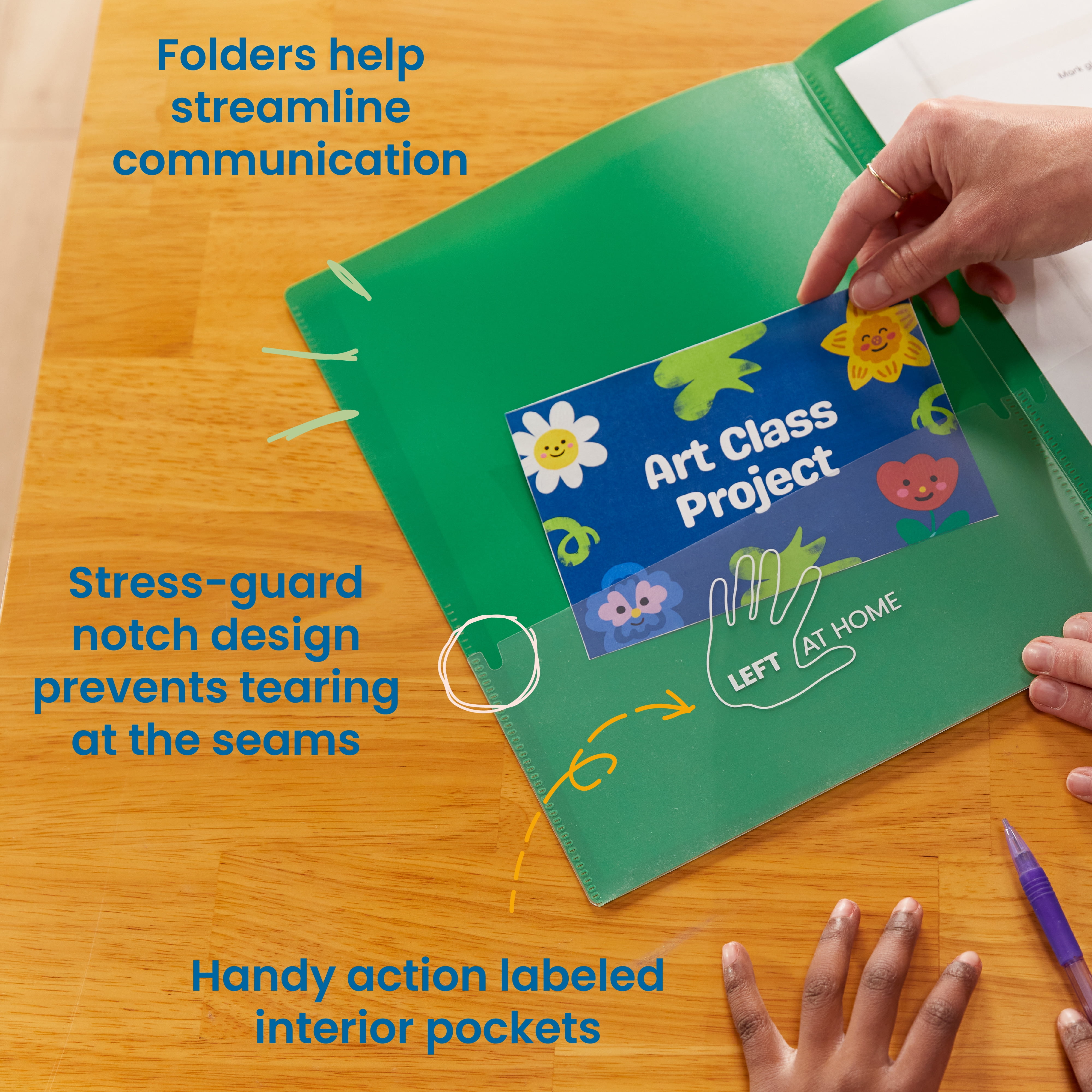 ECR4Kids 2-Pocket Parent-Teacher Classroom Communication Folder, Supplies, Green, 36-Piece