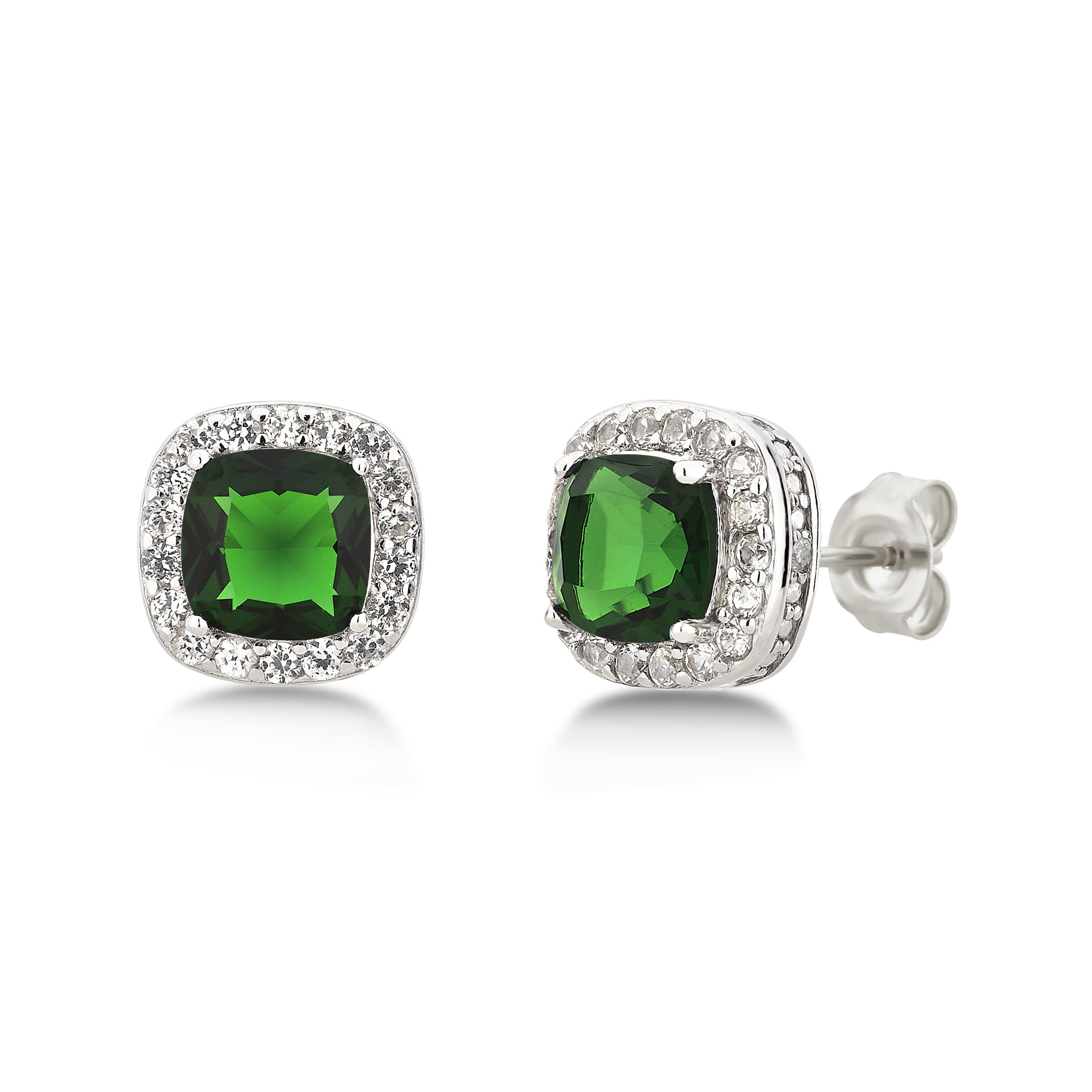 Arista Diamond Accent, Green Emerald & White Sapphire Women's Ring, Earring & Pendant Set in Sterling Silver, 18"